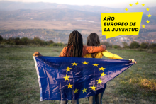 Cartel año europeo de la juventud, con el logo